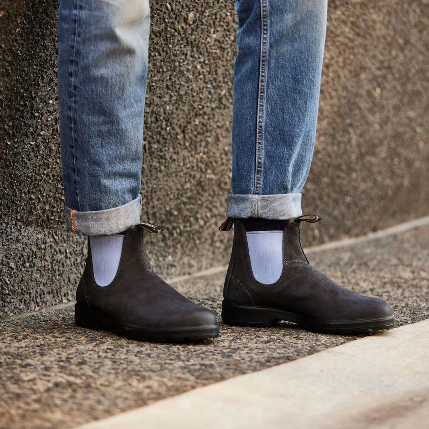 Blundstone 2209 Originals Steel Grey Waxy Suede with Pale Denim Elastic - Image 5